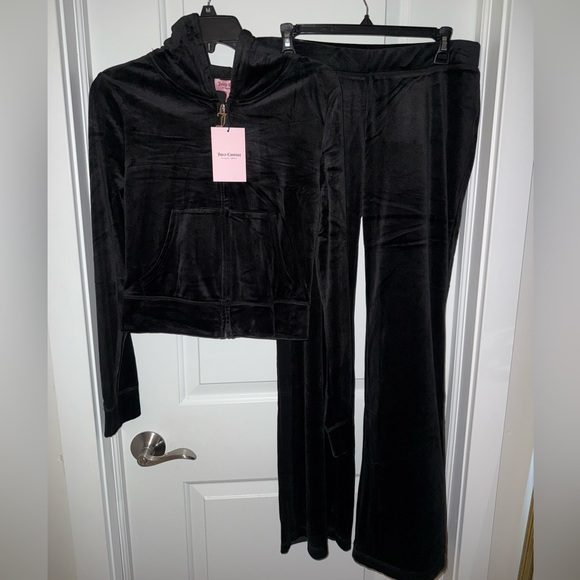 NWT Juicy Couture Liquorice Black Velour Pink Rhinestone Logo Tracksuit - Picture 3 of 8